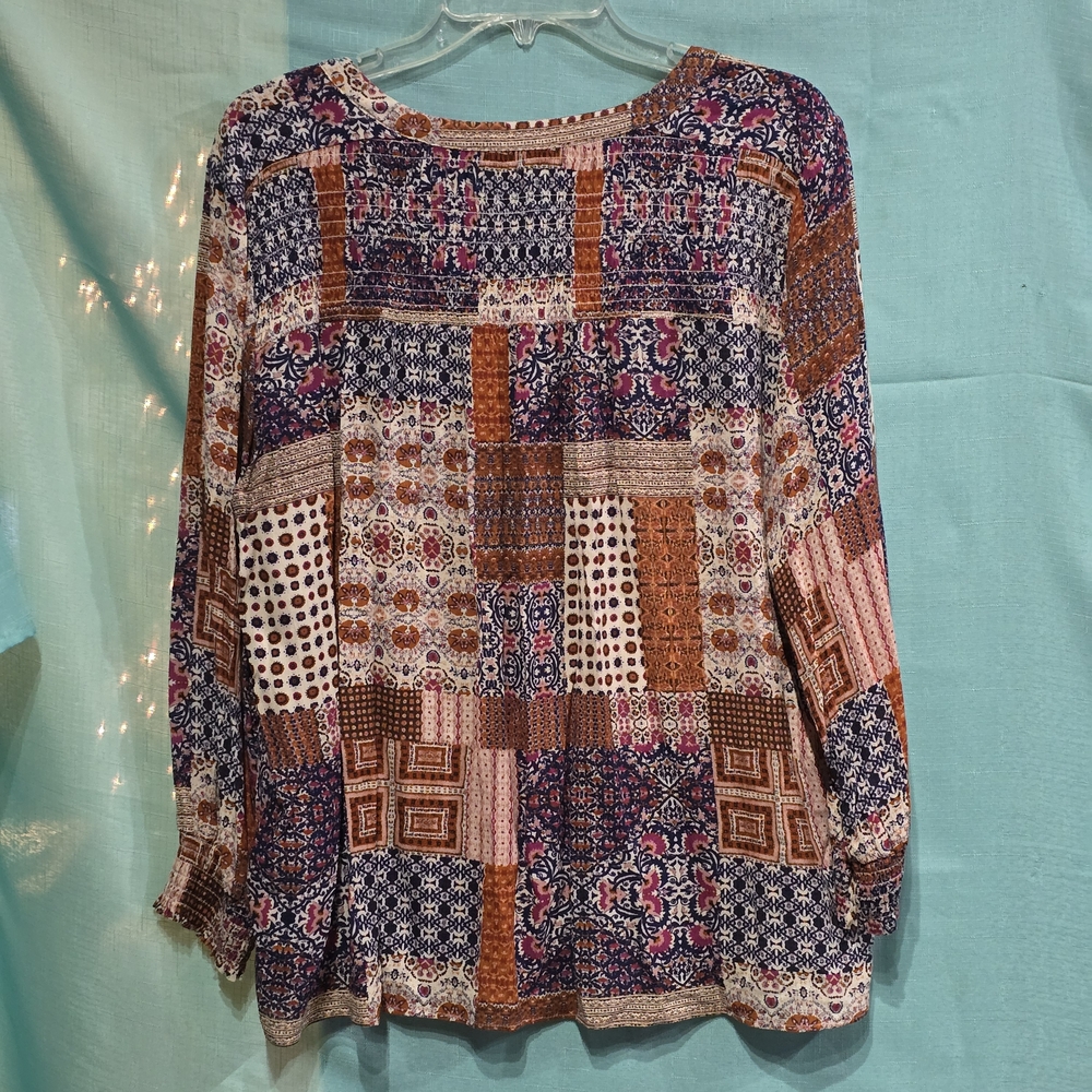Rose + Olive, Patchwork Multicolored Rayon Button… - image 3
